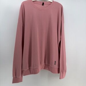 Comfrt Sweatshirt Women 2XL Pink Waffle Knit Oversized Pullover Lounge Thermal